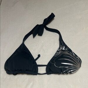 Billabong Black and Silver Bikini Top